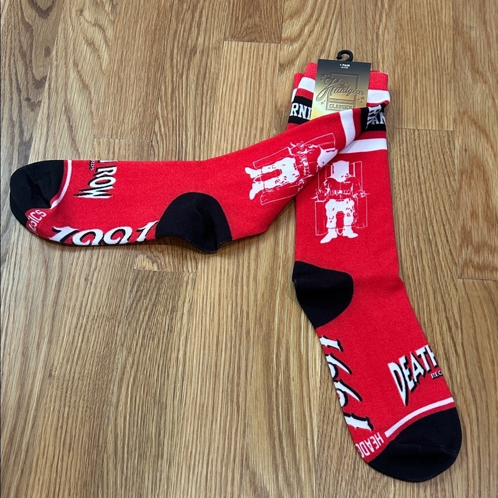 death row records 1991 hip hop Red and Black Socks men’s large new w tag